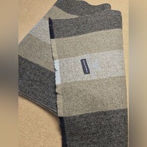 Emporio Armani Taupe, Beige & Gray Striped Wool Scarf